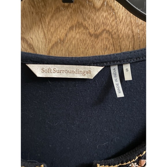 Soft Surroundings Blouse Womens S BLack Multicolor Pattern Embroidered Patchwork - Picture 2 of 11